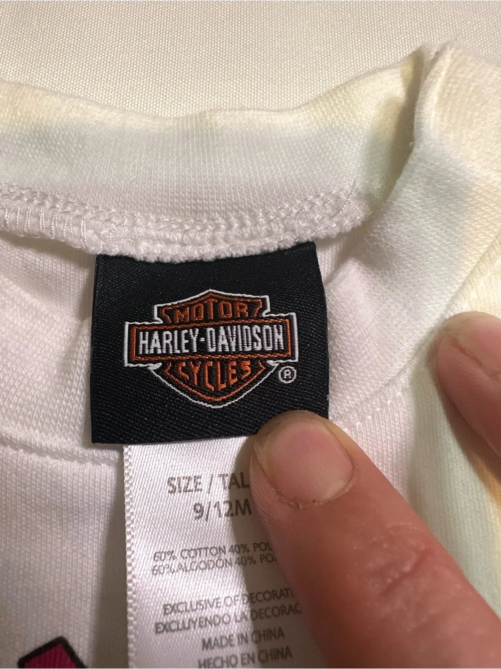 Harley-Davidson White Bodysuit with Black Faux Leather Vest Print onesie